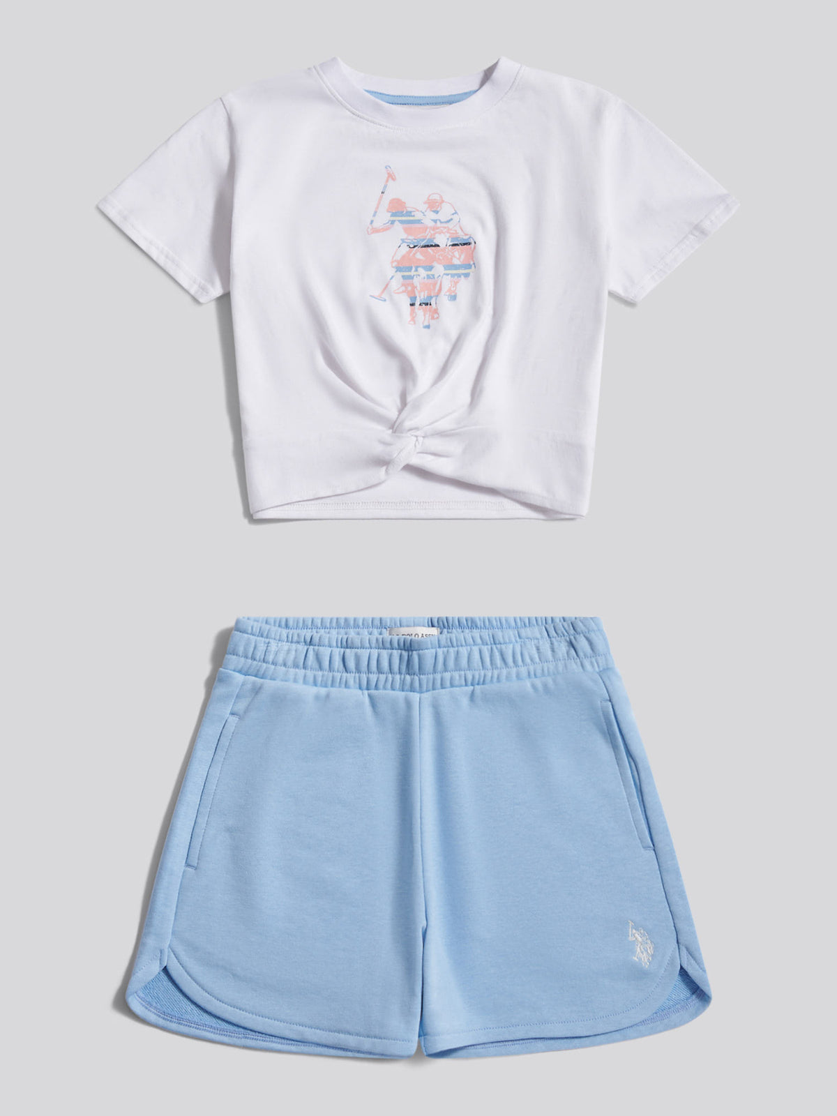 Girls Twist Front Graphic T-Shirt & Shorts Set Open Air