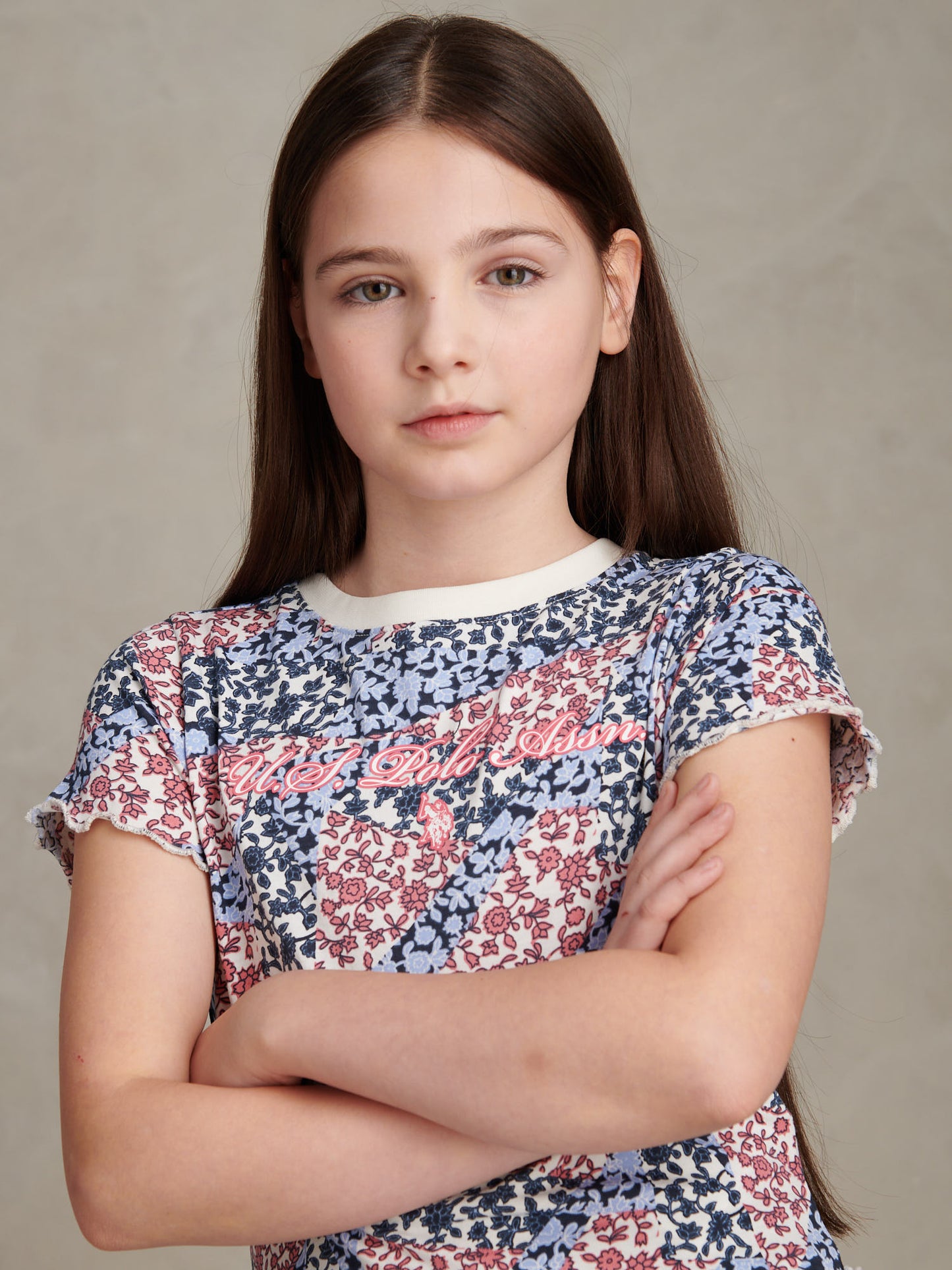 Girls Patchwork Tee & Short Set Navy Iris