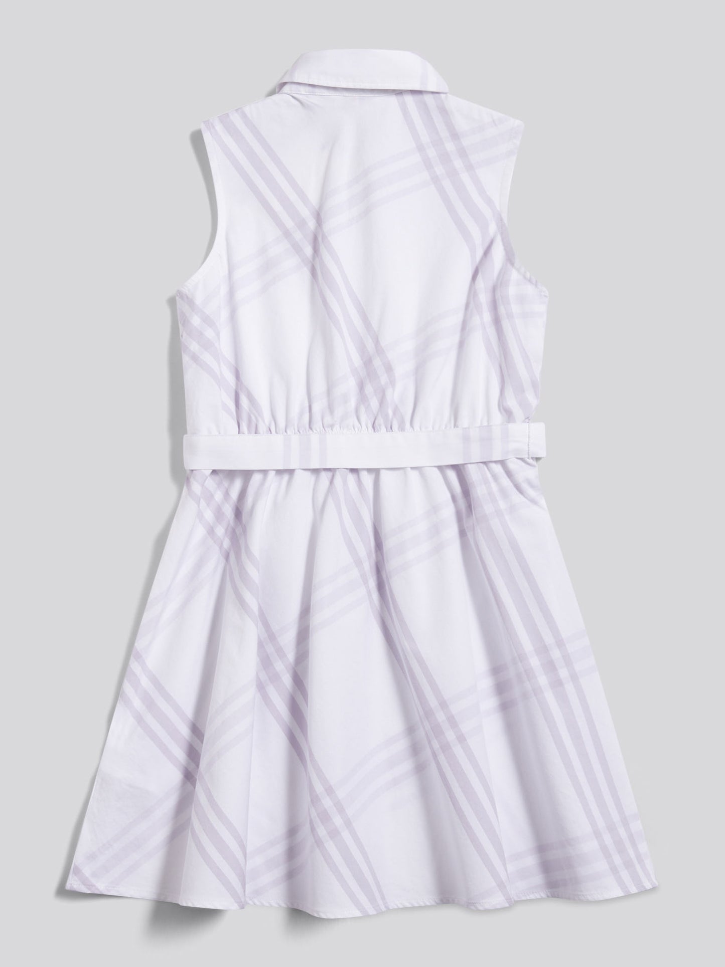 Girls Check Sleeveless Shirt Dress Lavender Blue