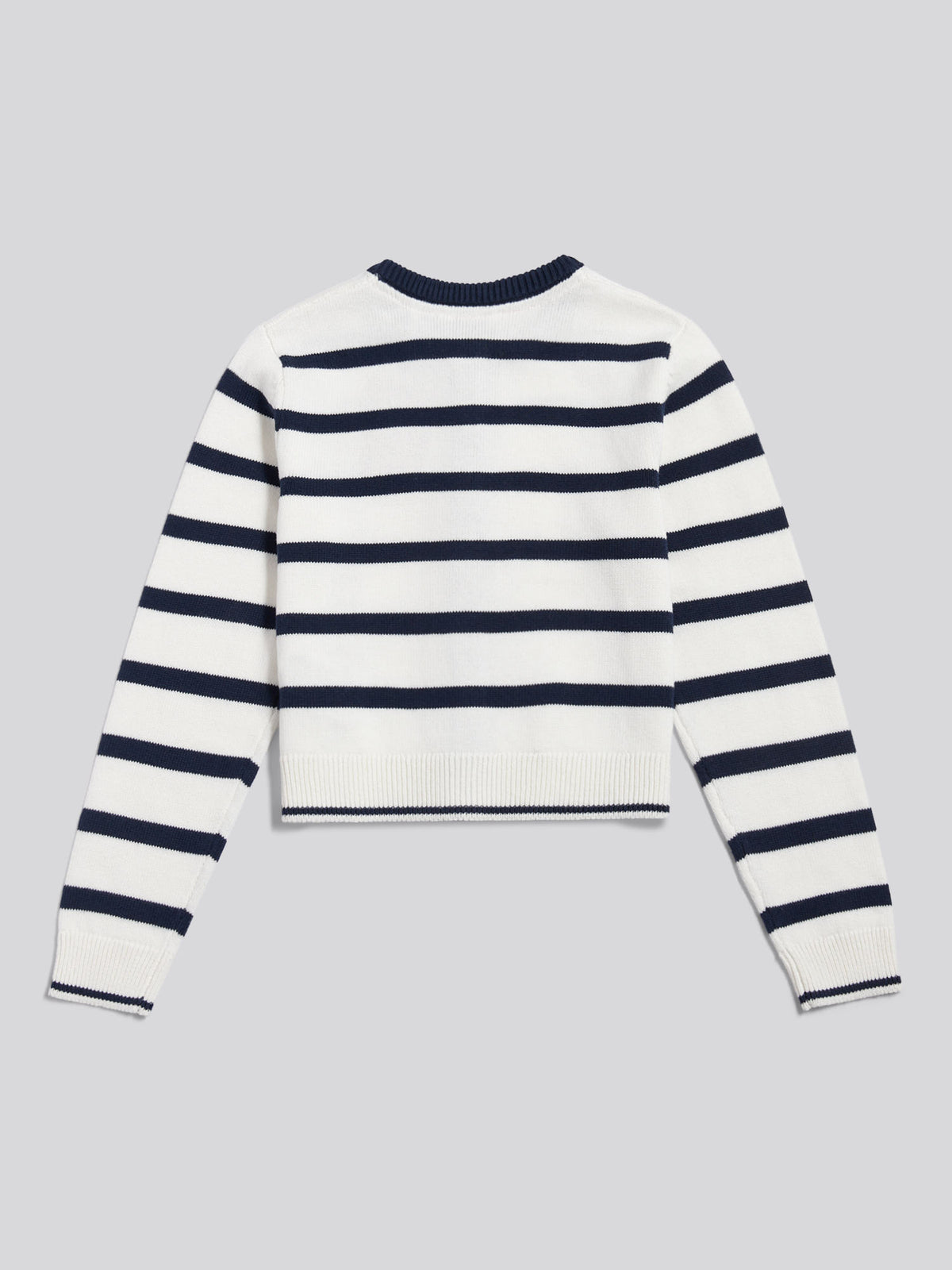 Girls Striped Knit Cardigan Bright White