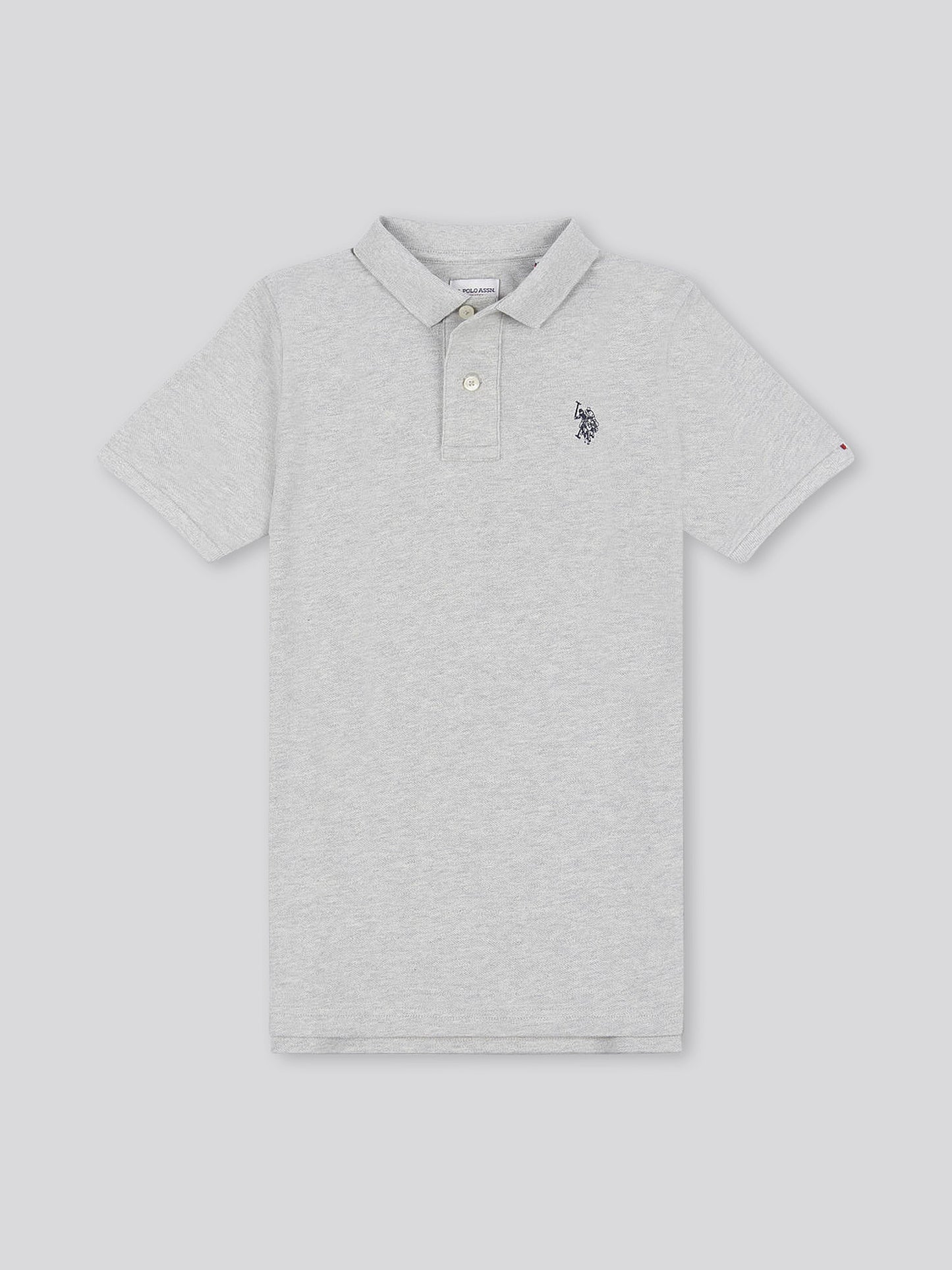 Boys Double Horsemen Polo Shirt in Mid Grey Marl