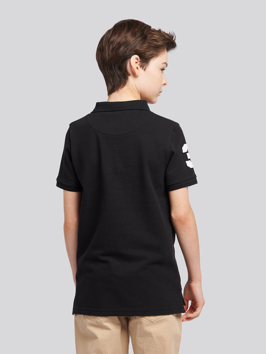 Boys Player 3 Polo Shirt w czarnym jasnym białym DHM