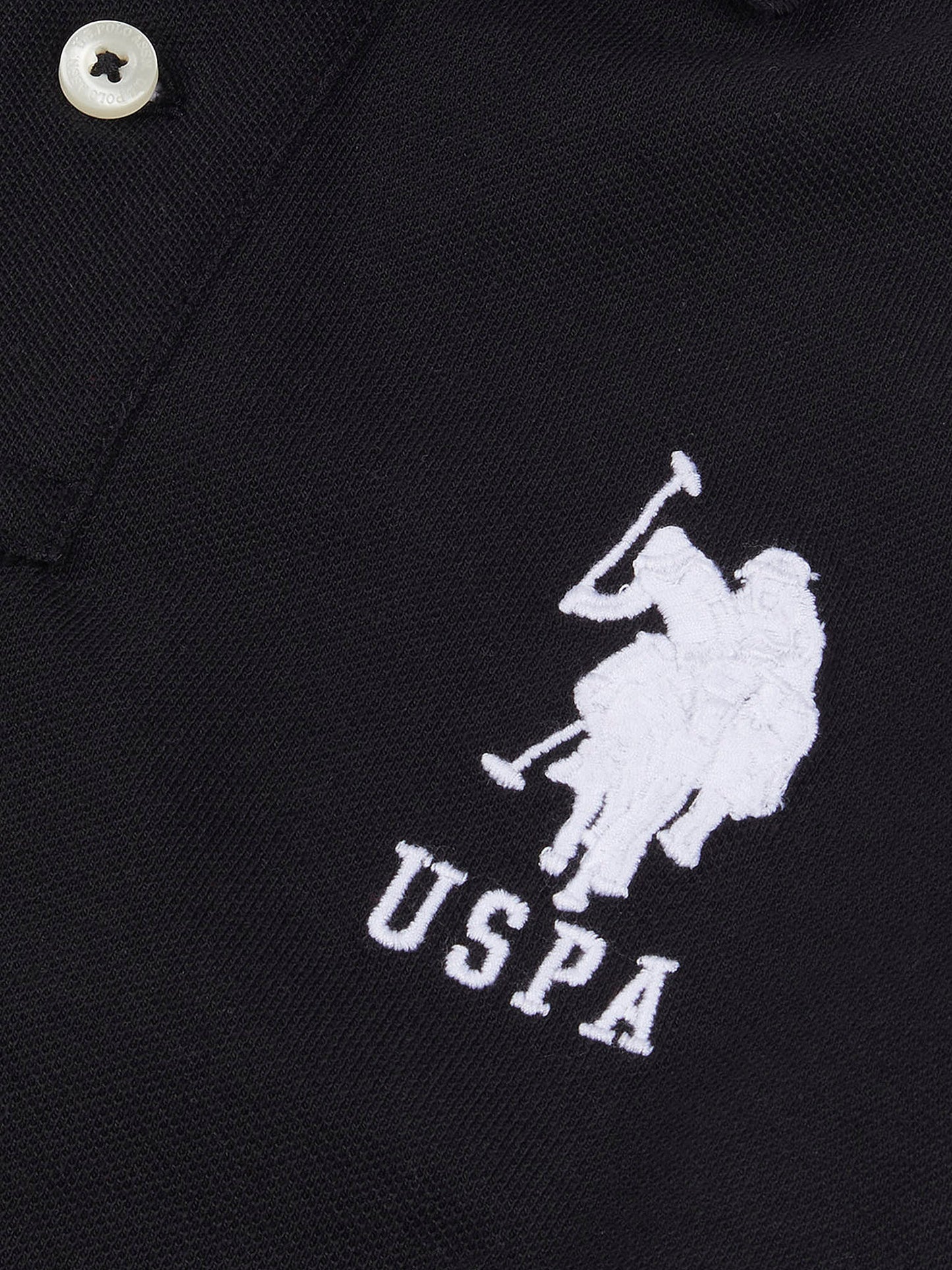 Boys Player 3 Polo Shirt in Black Bright White DHM