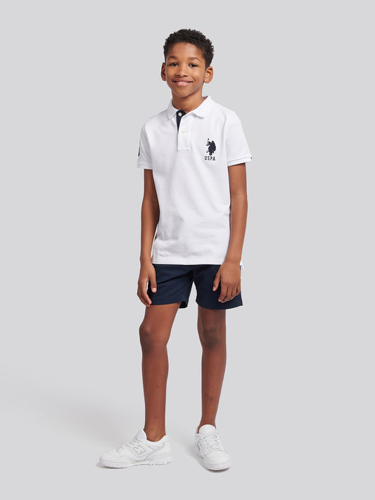 Boys Player 3 Polo Shirt in White/Dark Sapphire granatowy DHM