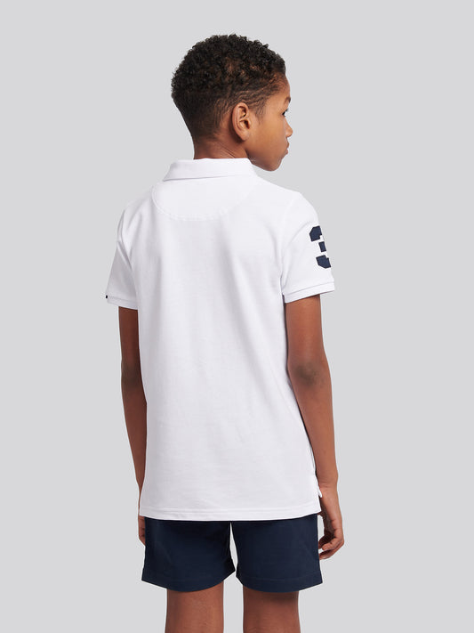Boys Player 3 Polo Shirt in White/Dark Sapphire granatowy DHM