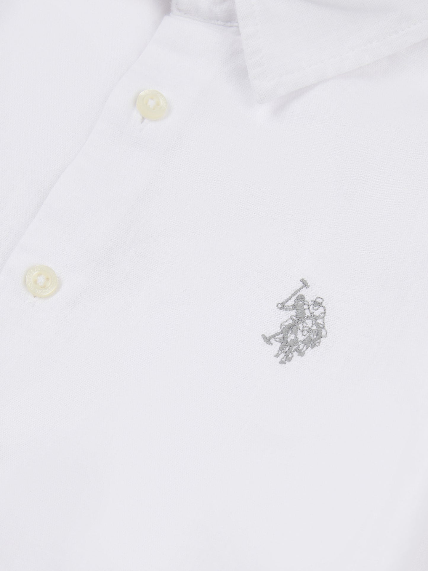 Boys Linen Blend Shirt in Bright White / Harbour Mist