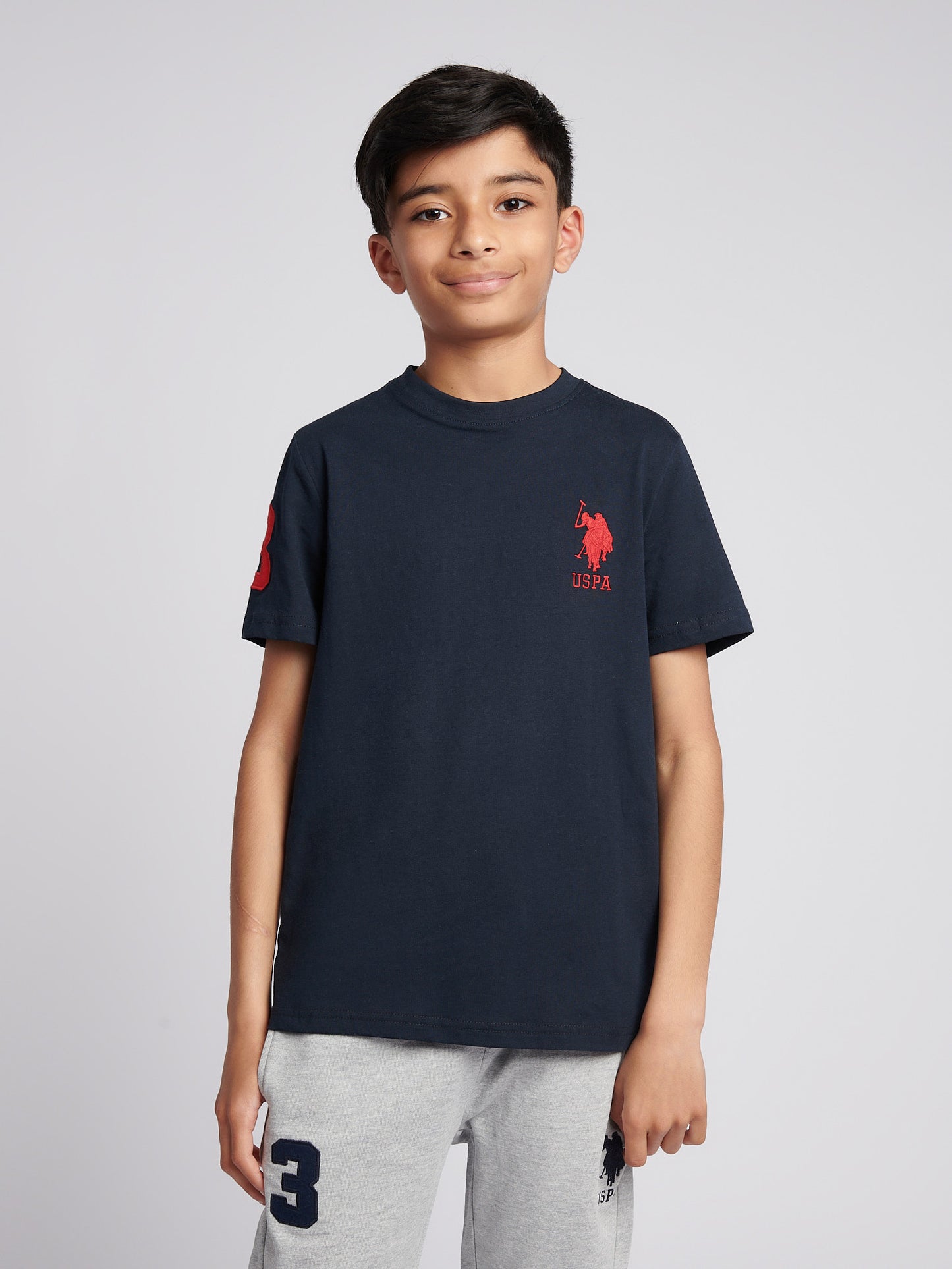 Chłopcy 3 T-shirt w ciemnym szafirowym granatowym/haute Red DHM