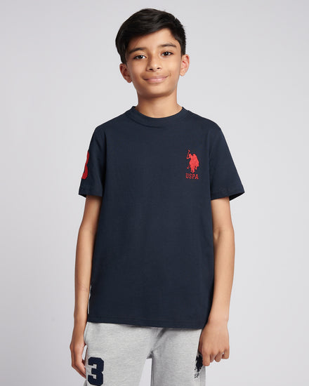 Chłopcy 3 T-shirt w ciemnym szafirowym granatowym/haute Red DHM