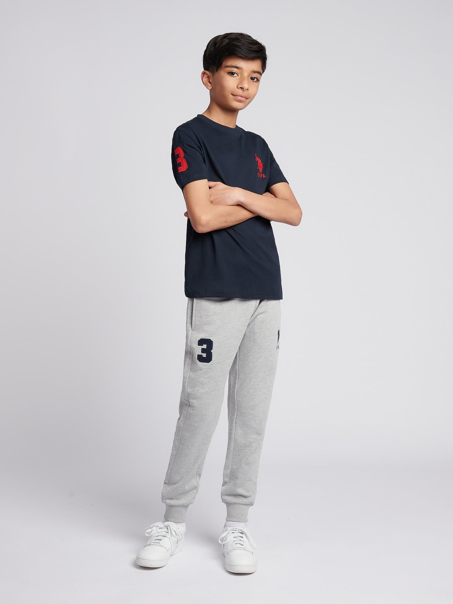 Chłopcy 3 T-shirt w ciemnym szafirowym granatowym/haute Red DHM