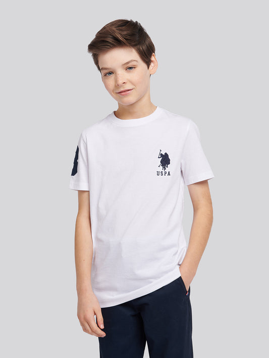 Chłopięcy T-shirt w białym/ciemnym szafirze granatowy DHM