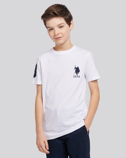 Chłopięcy T-shirt w białym/ciemnym szafirze granatowy DHM