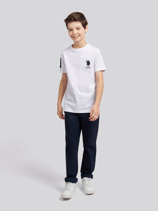 Chłopięcy T-shirt w białym/ciemnym szafirze granatowy DHM
