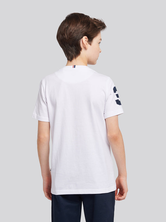 Chłopięcy T-shirt w białym/ciemnym szafirze granatowy DHM