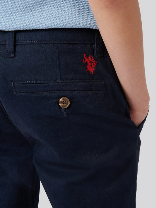 Chłopcy Classic Chino w ciemnym szafirowym granatowym/haute Red Dhm