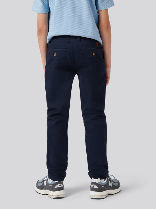 Chłopcy Classic Chino w ciemnym szafirowym granatowym/haute Red Dhm
