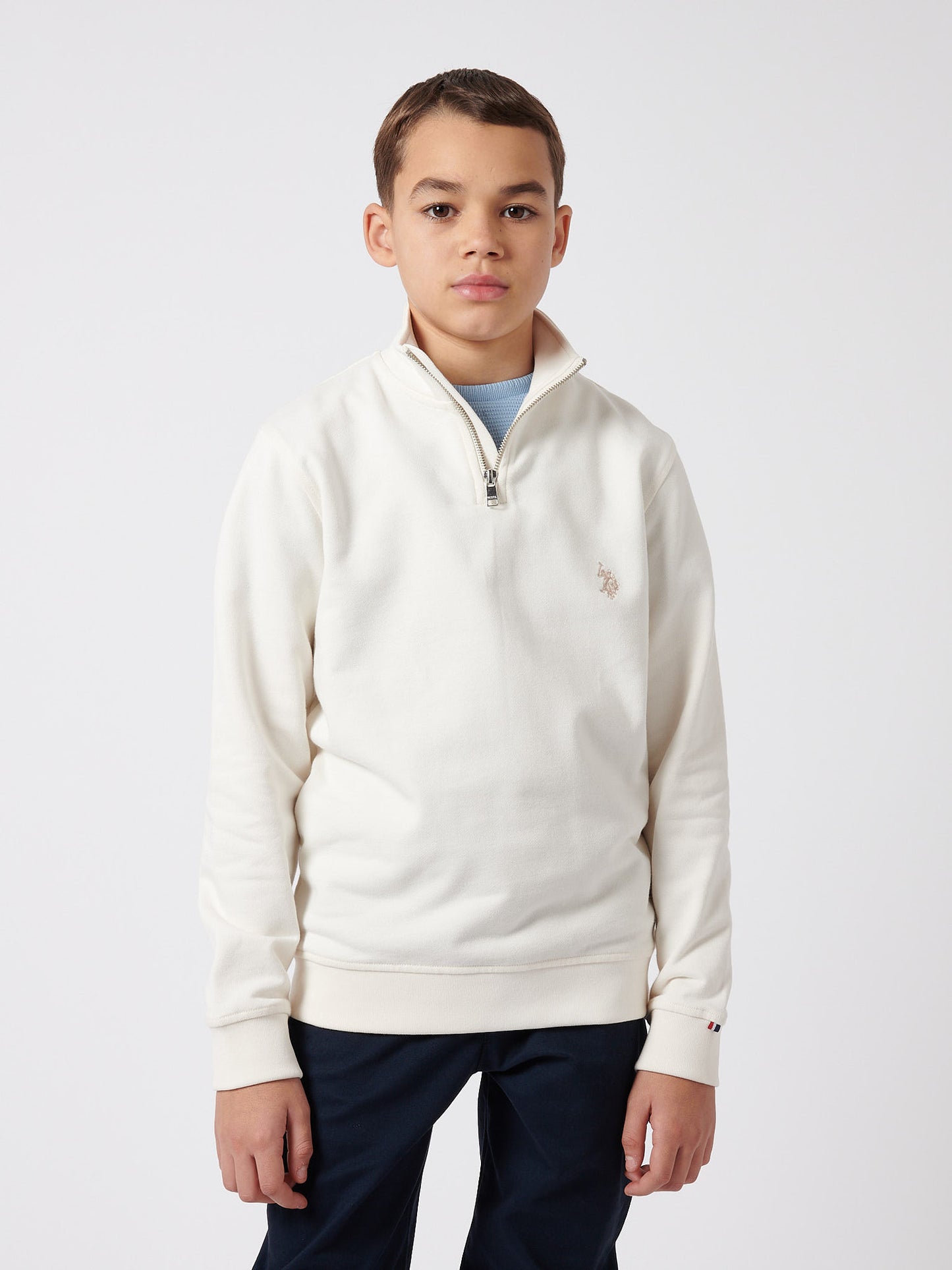 Chłopcy podwójnie jeźdźcy 1/4 zamek błyskawiczny w Whisper White