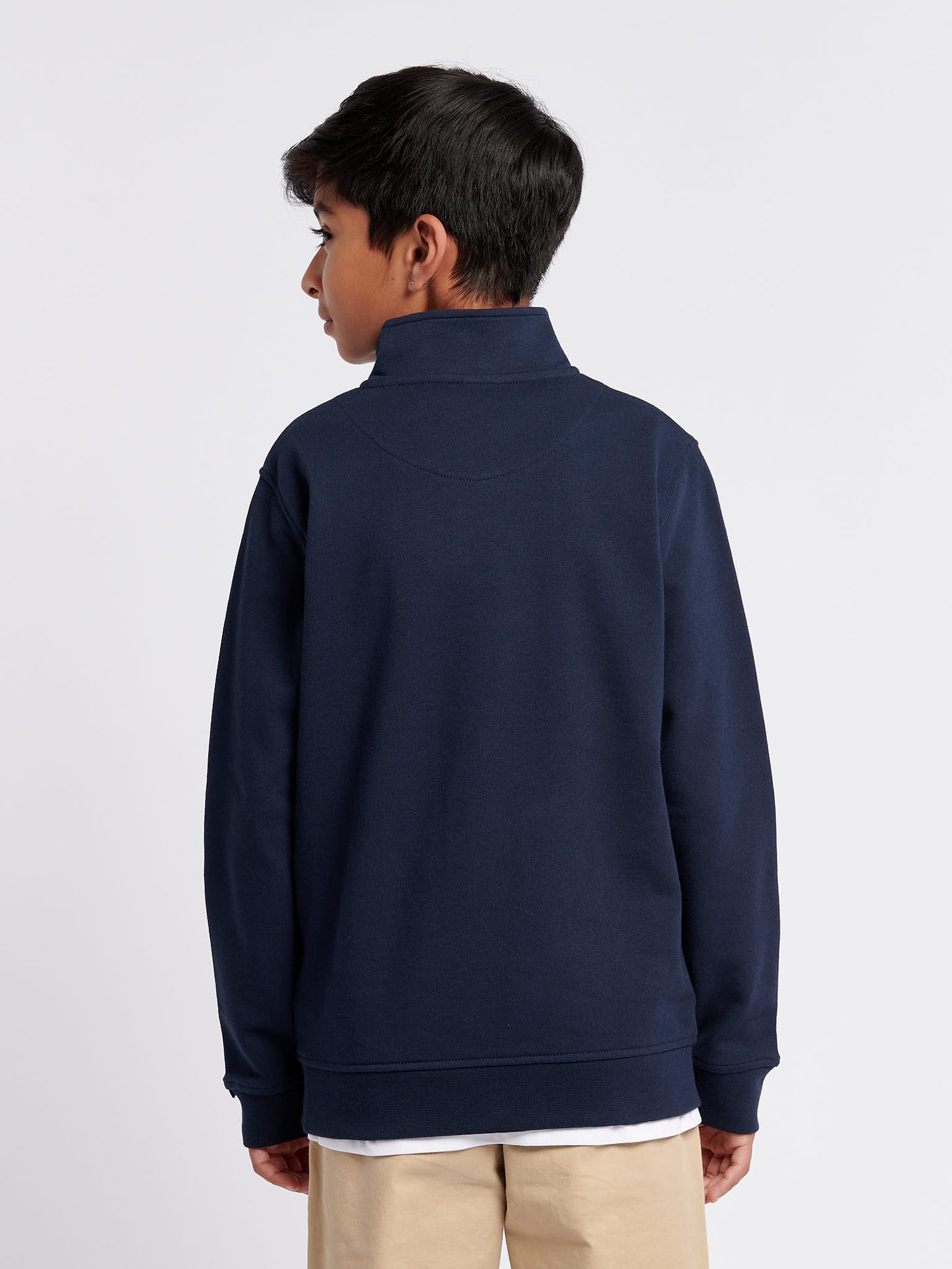 Chłopcy podwójne jeźdźcy 1/4 Zip w ciemnym szafirowym granatowym/haute Red Dhm
