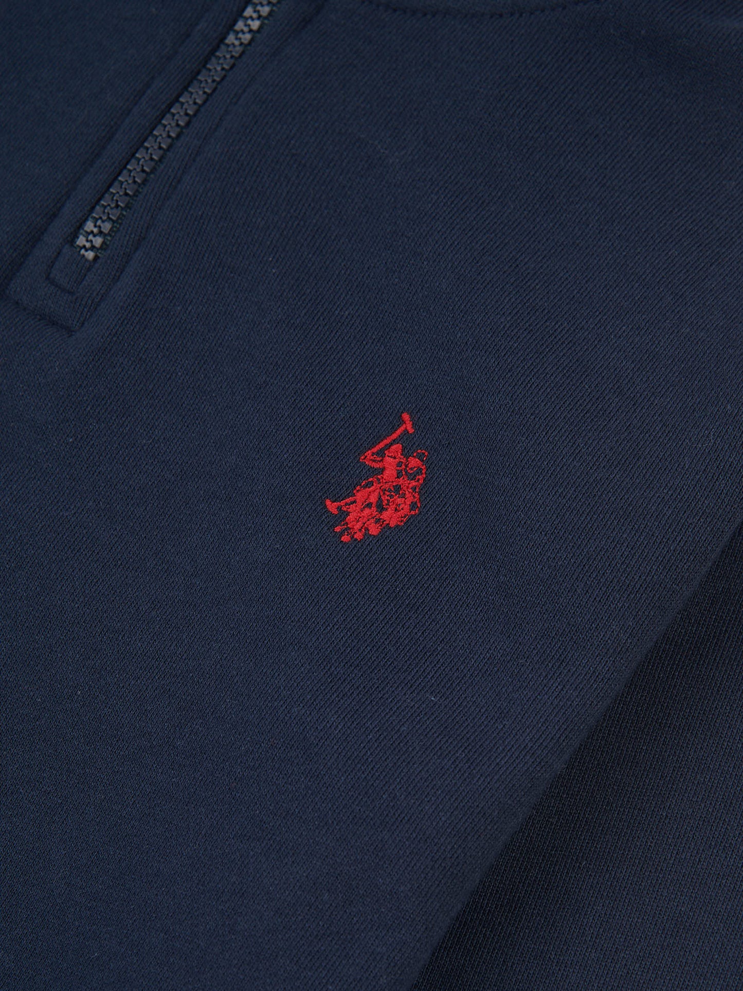 Chłopcy podwójne jeźdźcy 1/4 Zip w ciemnym szafirowym granatowym/haute Red Dhm