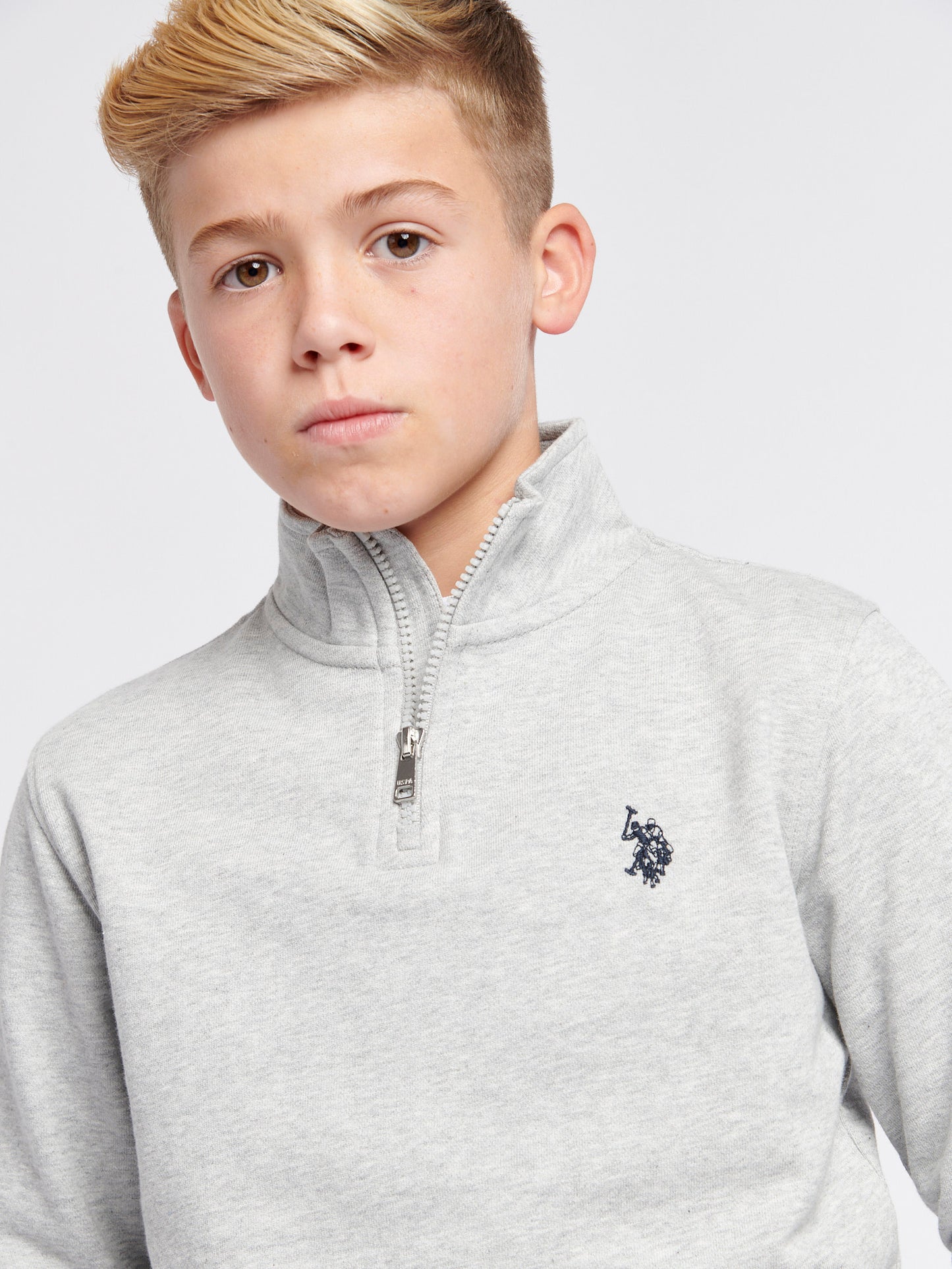 Chłopcy podwójnie jeźdźcy 1/4 Zip w środkowej szarej margle