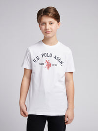 Chłopięcy Chłopcy T-shirt z nadrukiem łuku w jasnej bieli