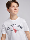 Chłopięcy Chłopcy T-shirt z nadrukiem łuku w jasnej bieli