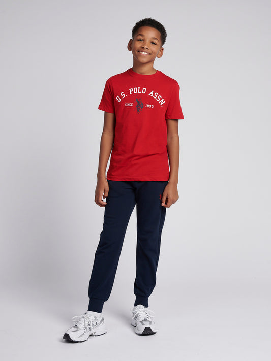 Chłopięcy T-shirt z nadrukiem łuku w Haute Red
