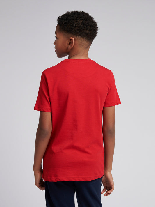 Chłopięcy T-shirt z nadrukiem łuku w Haute Red