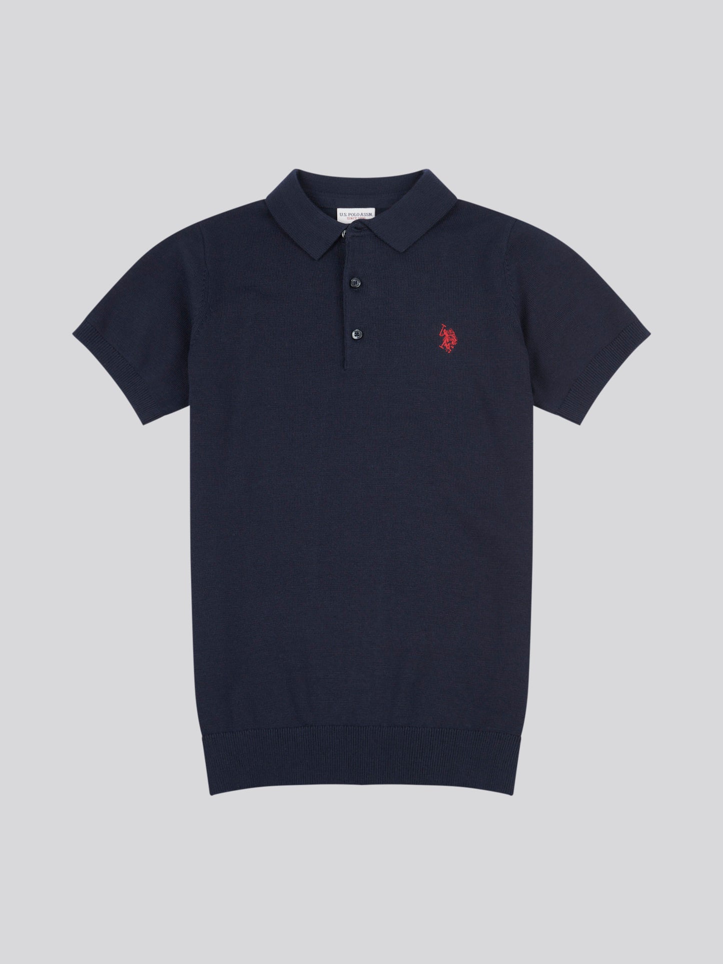Boys Combed Cotton Polo Shirt in Dark Sapphire Navy / Haute Red DHM