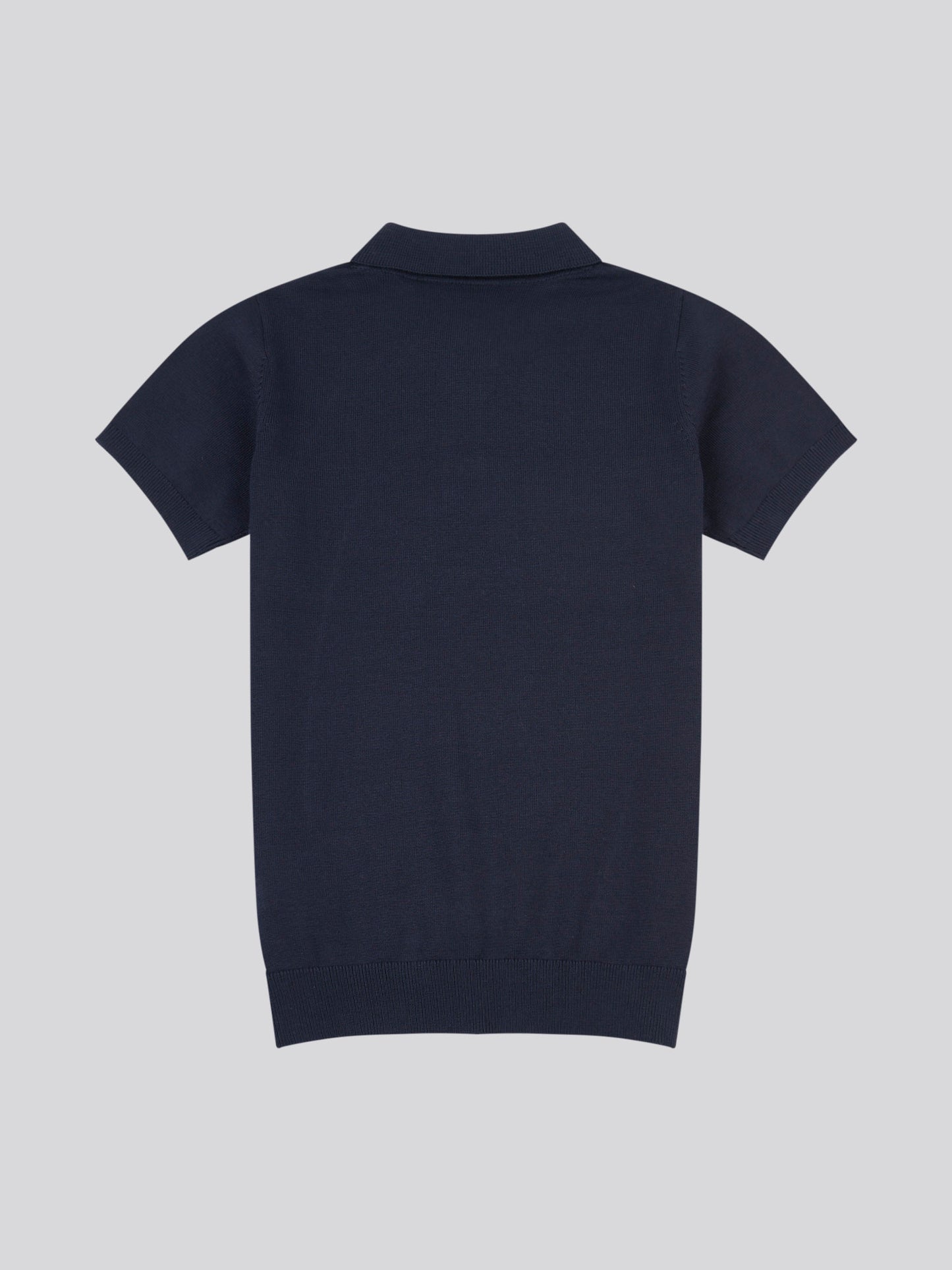 Boys Combed Cotton Polo Shirt in Dark Sapphire Navy / Haute Red DHM