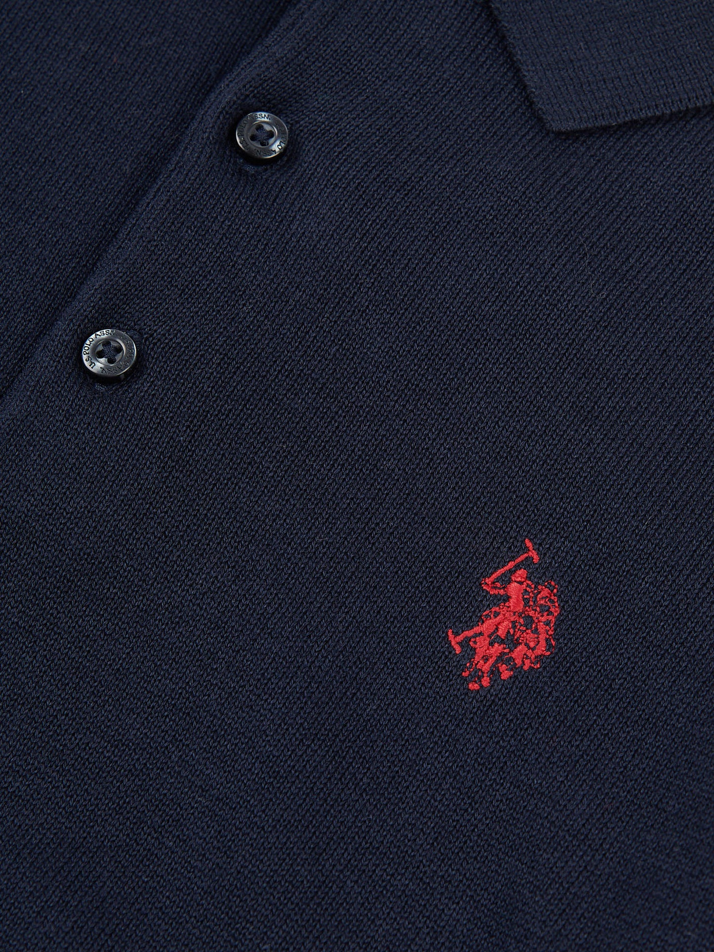 Boys Combed Cotton Polo Shirt in Dark Sapphire Navy / Haute Red DHM
