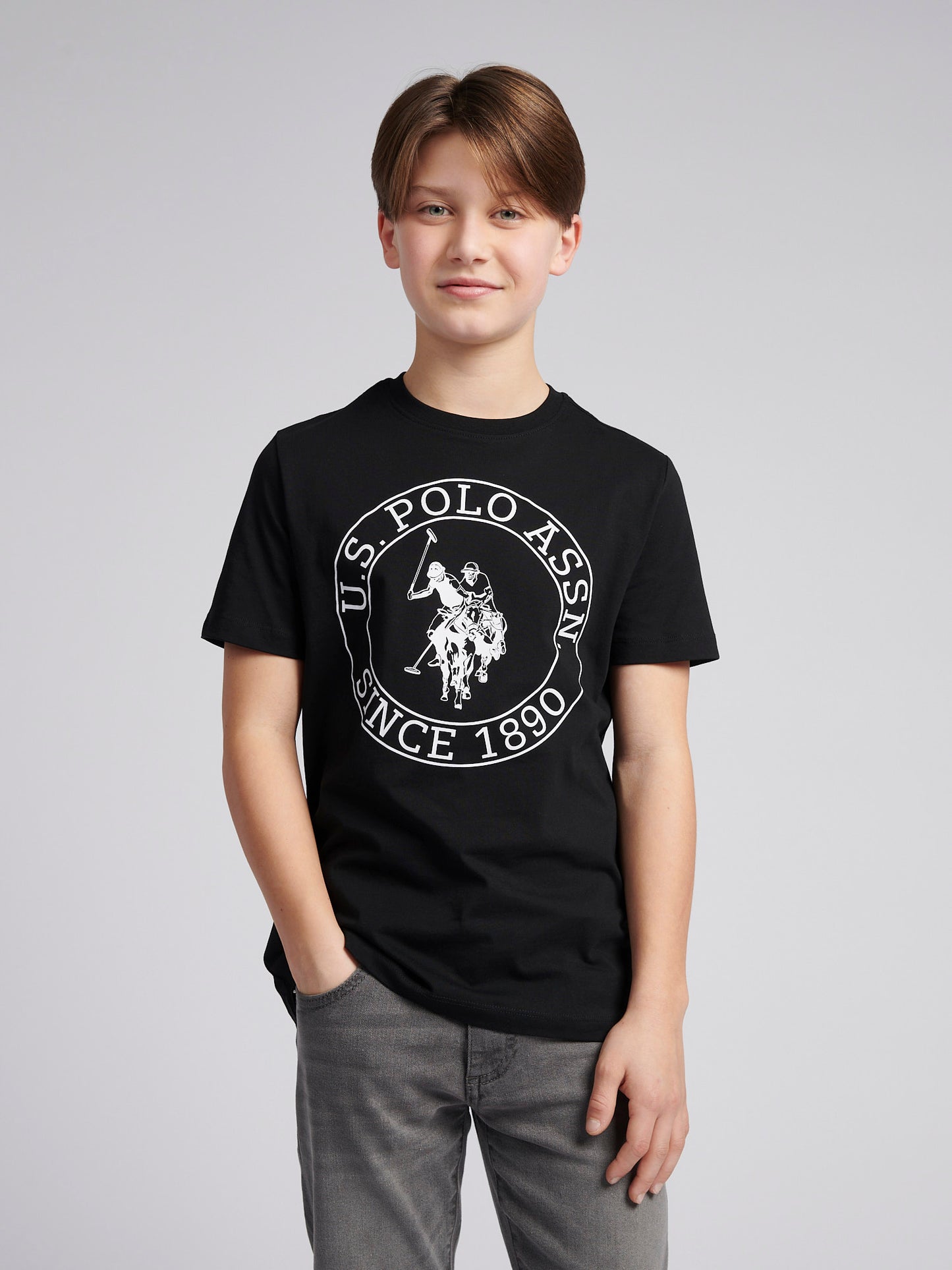 Chłopcy USPA Circle Print T-shirt w kolorze czarnym