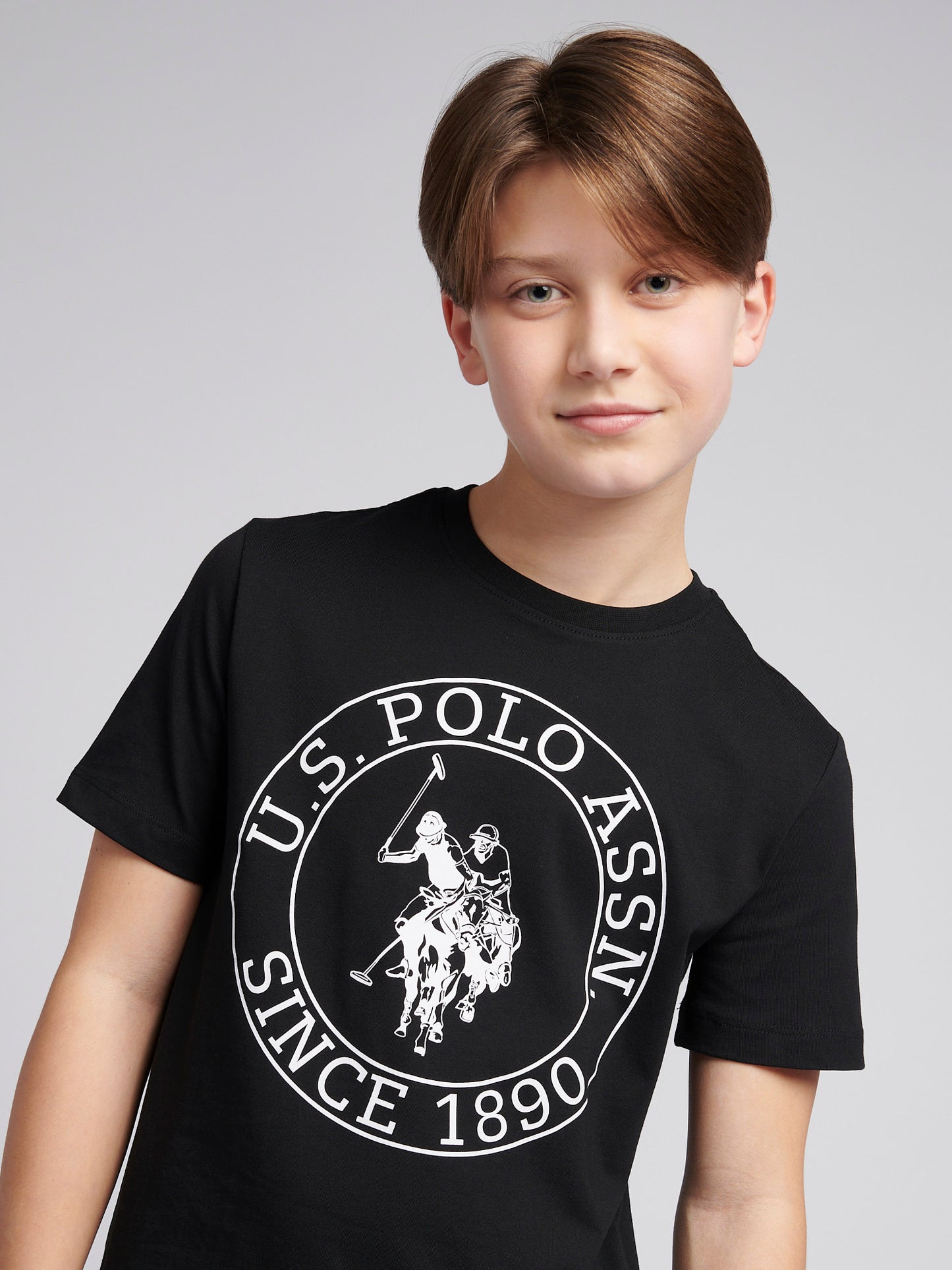 Chłopcy USPA Circle Print T-shirt w kolorze czarnym