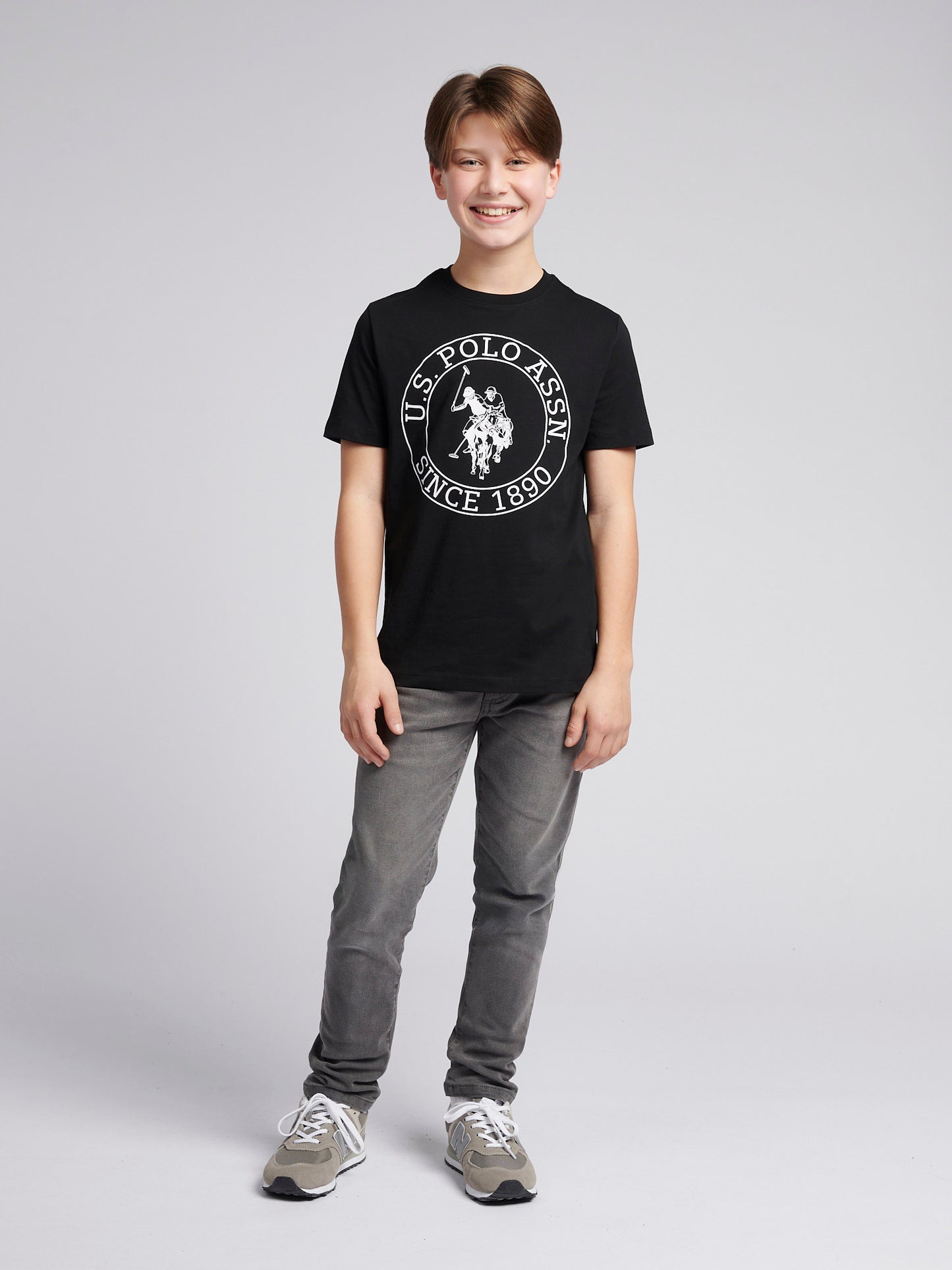 Chłopcy USPA Circle Print T-shirt w kolorze czarnym