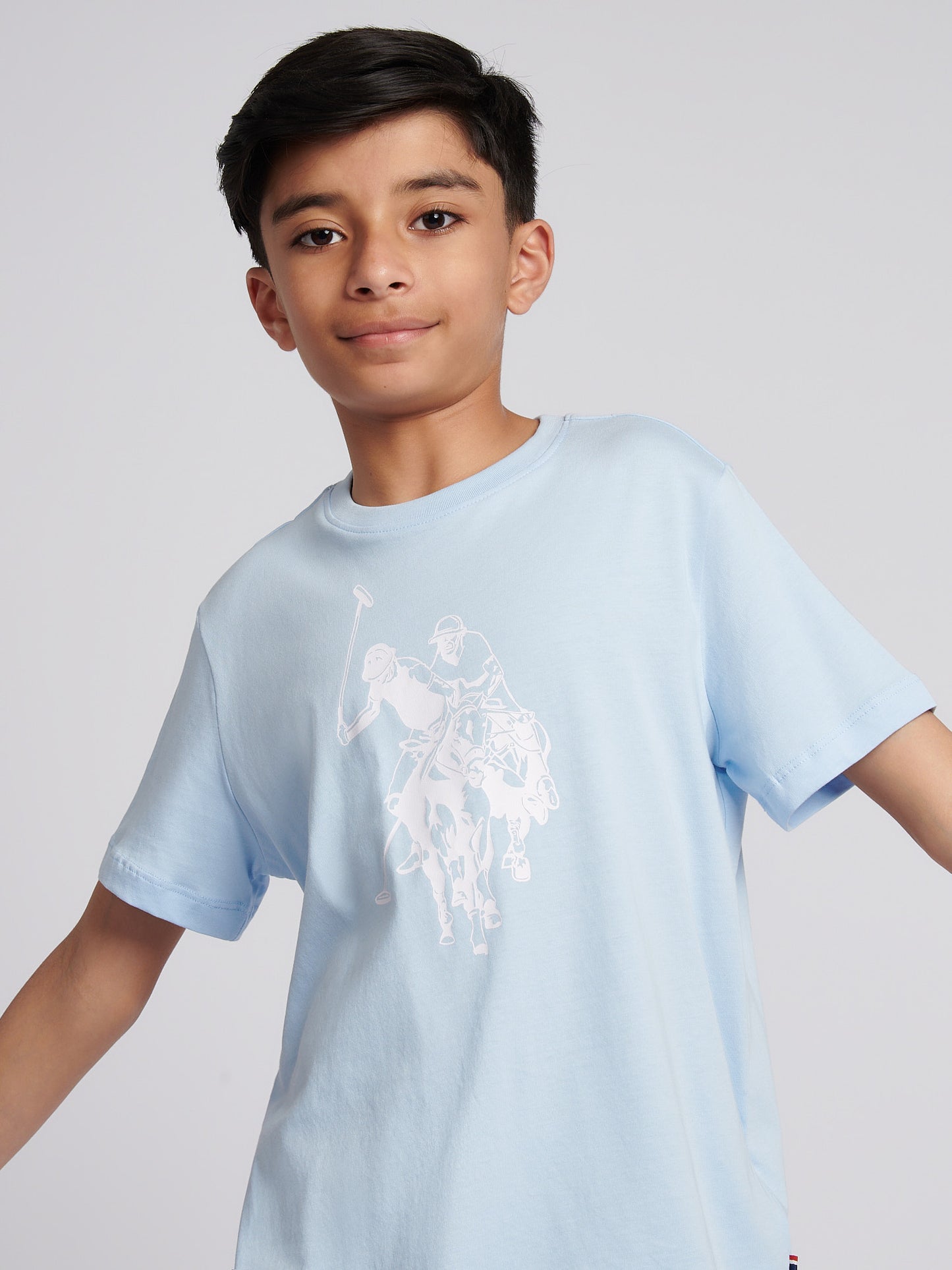 Chłopcy podwójne jeźdźcy graficzne T-shirt w Chambray Blue