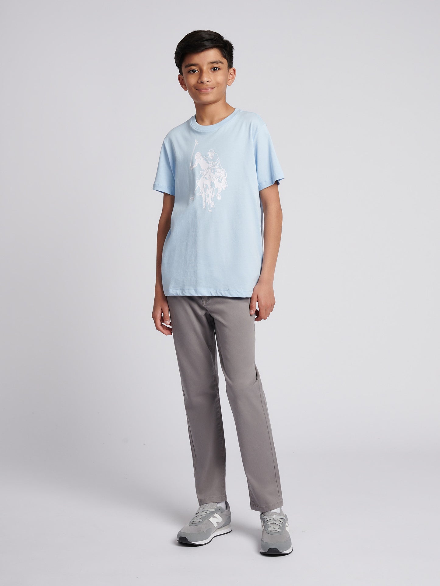 Chłopcy podwójne jeźdźcy graficzne T-shirt w Chambray Blue