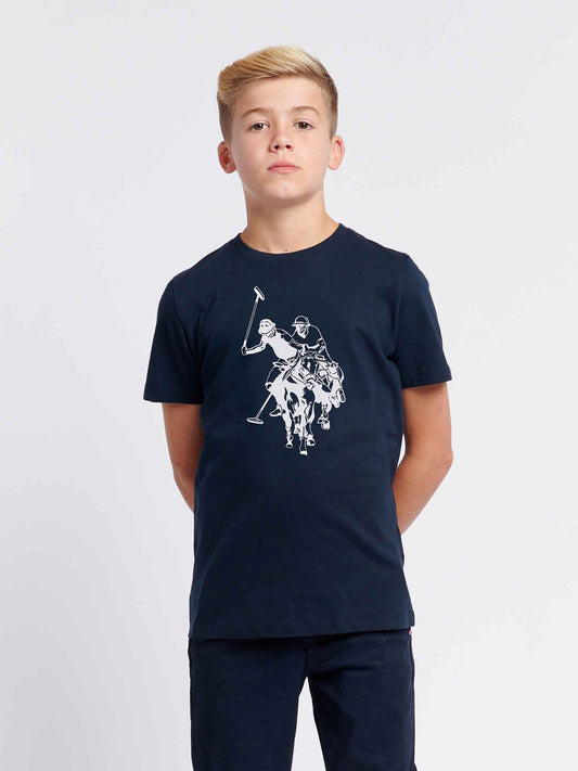 Chłopcy Double Horsemen Graphic T-shirt w ciemnym szafirowym granatowym
