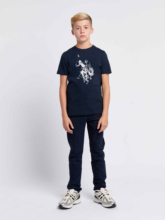 Chłopcy Double Horsemen Graphic T-shirt w ciemnym szafirowym granatowym