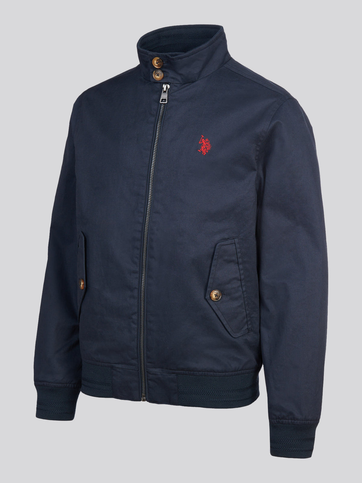 Boys Cotton Twill Harrington Jacket Dark Sapphire Navy / Haute Red DHM