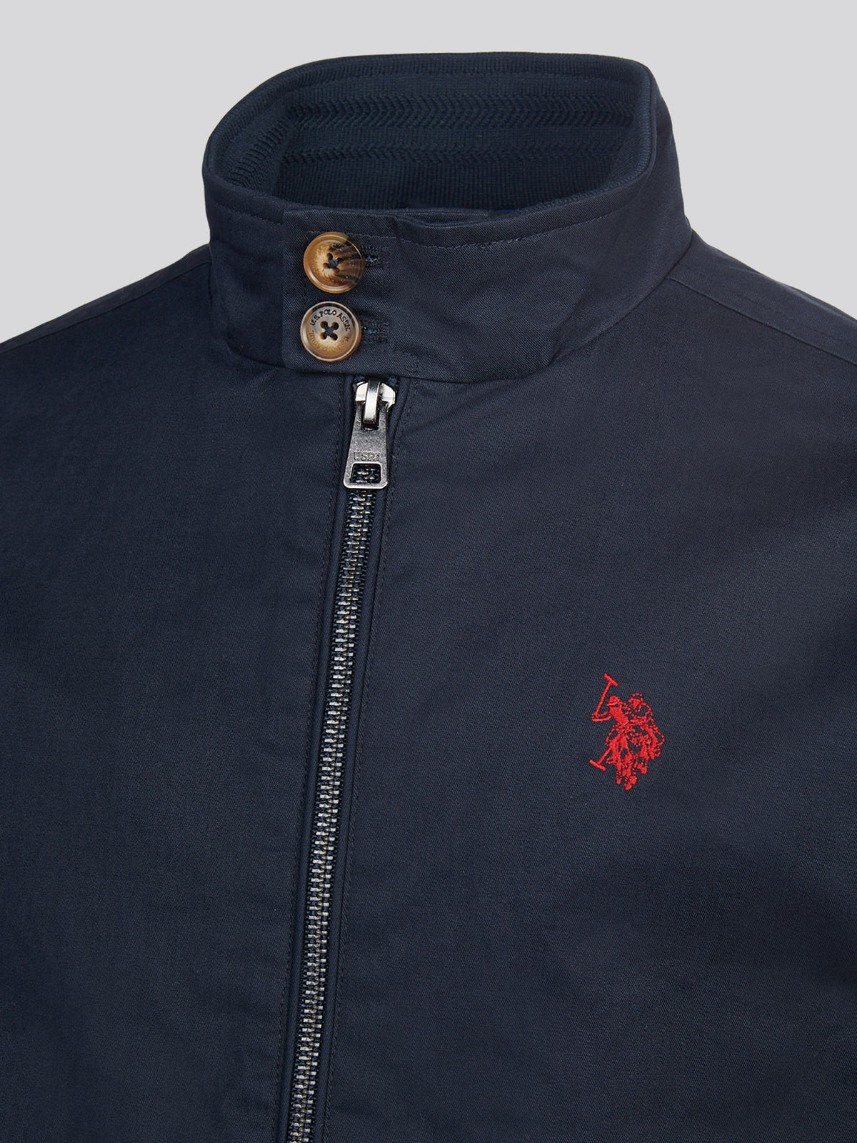 Boys Cotton Twill Harrington Jacket Dark Sapphire Navy / Haute Red DHM