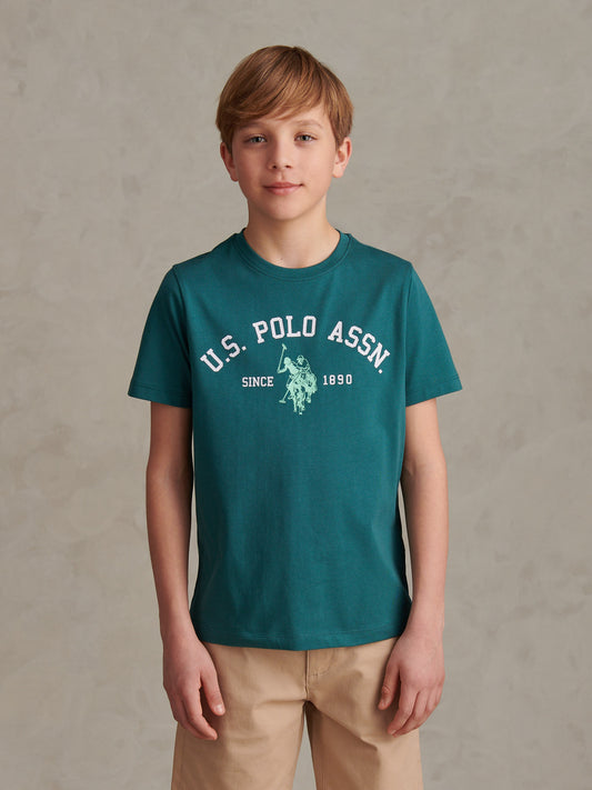 Boys Signature Arch Print T-Shirt Mediterranea