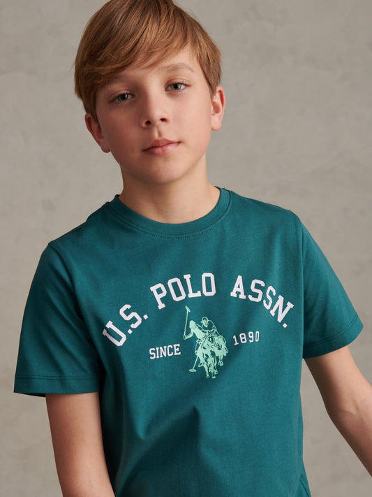 Boys Signature Arch Print T-Shirt Mediterranea