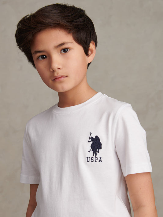 Boys Player 3 T-Shirt White / Dark Sapphire Navy DHM
