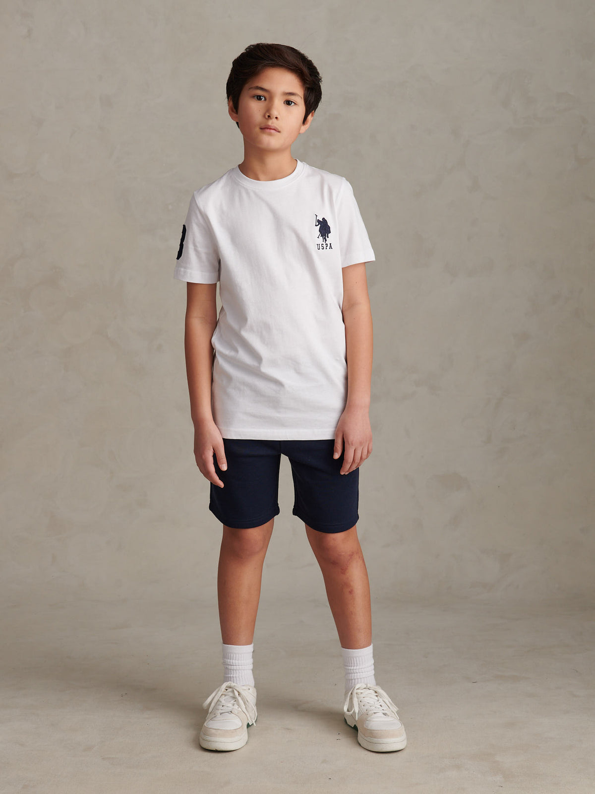 Boys Player 3 T-Shirt White / Dark Sapphire Navy DHM