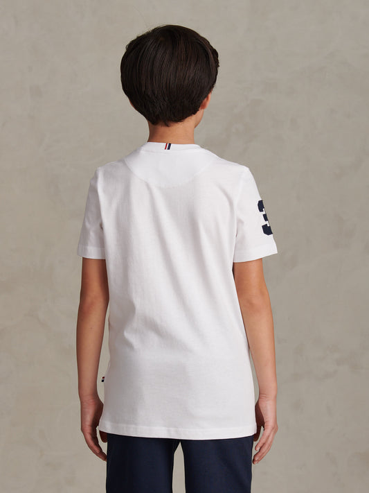 Boys Player 3 T-Shirt White / Dark Sapphire Navy DHM