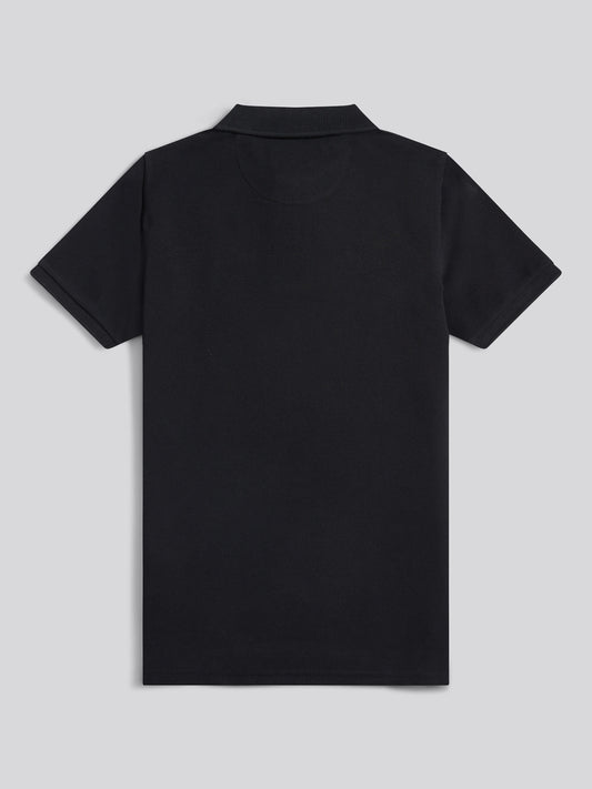 Boys Double Horsemen Polo Shirt in Black Bright White DHM