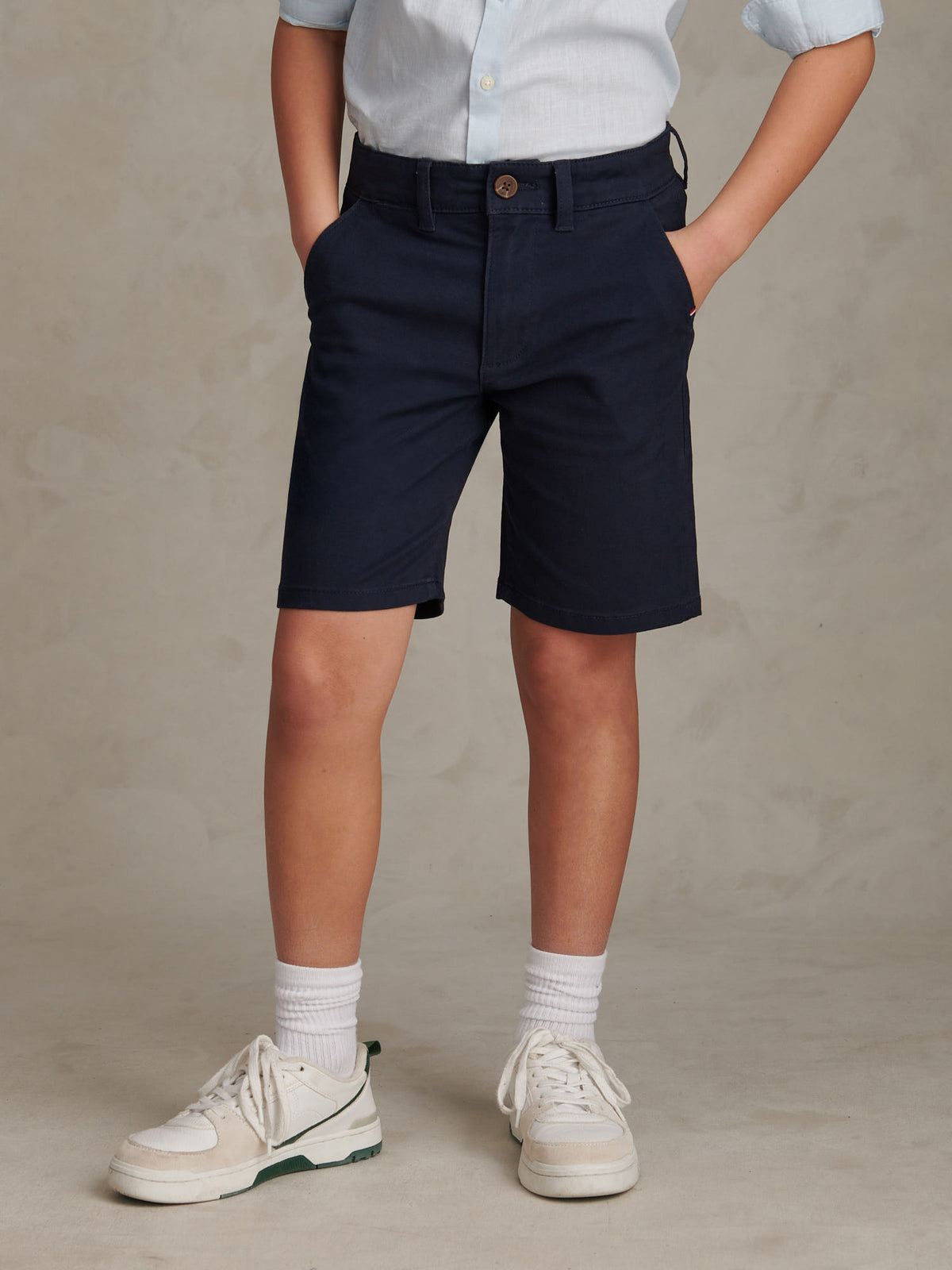 Boys Classic Chino Short Dark Sapphire Navy / Haute Red DHM