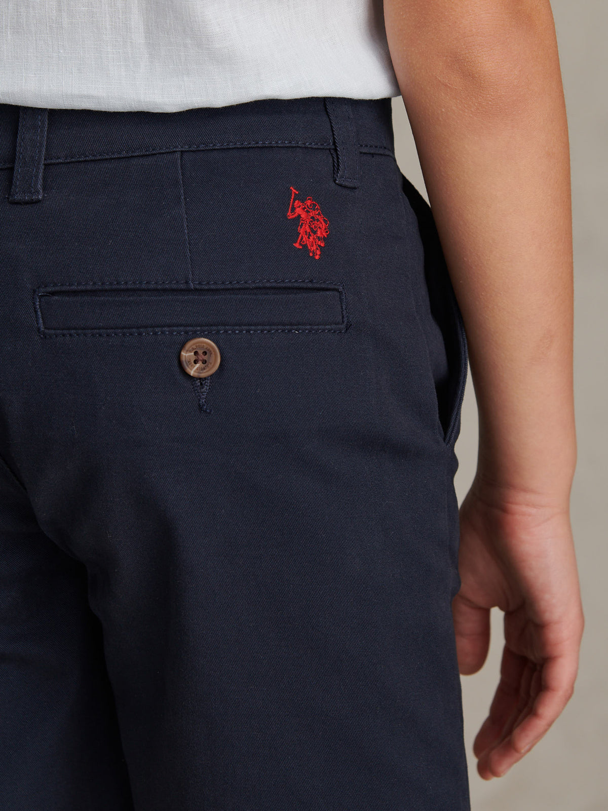 Boys Classic Chino Short Dark Sapphire Navy / Haute Red DHM