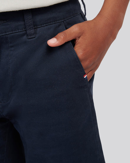 Boys Classic Chino Short Dark Sapphire Navy / Haute Red DHM