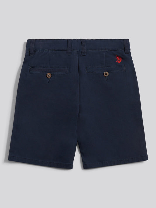 Boys Classic Chino Short Dark Sapphire Navy / Haute Red DHM