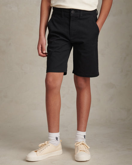 Boys Classic Chino Short Black Bright White DHM
